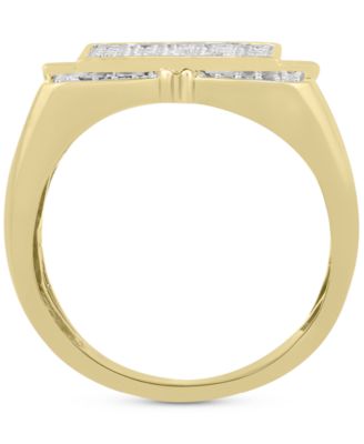 Men's Diamond Square Cluster Ring (1/2 ct. t.w.) in Sterling Silver & 14k Gold-Plate