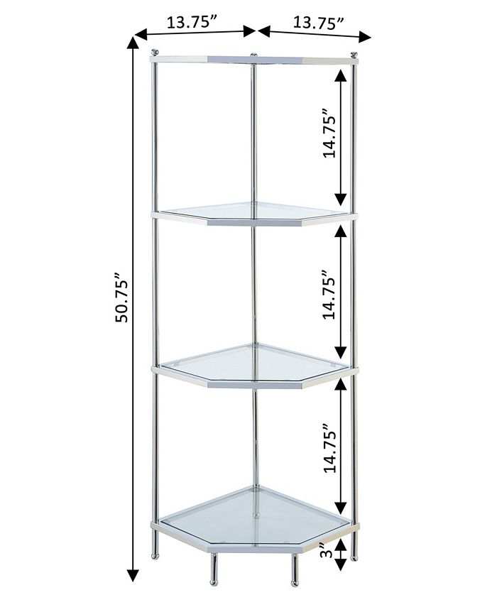 Convenience Concepts 13.75" Chrome Royal Crest 4 Tier Glass Corner