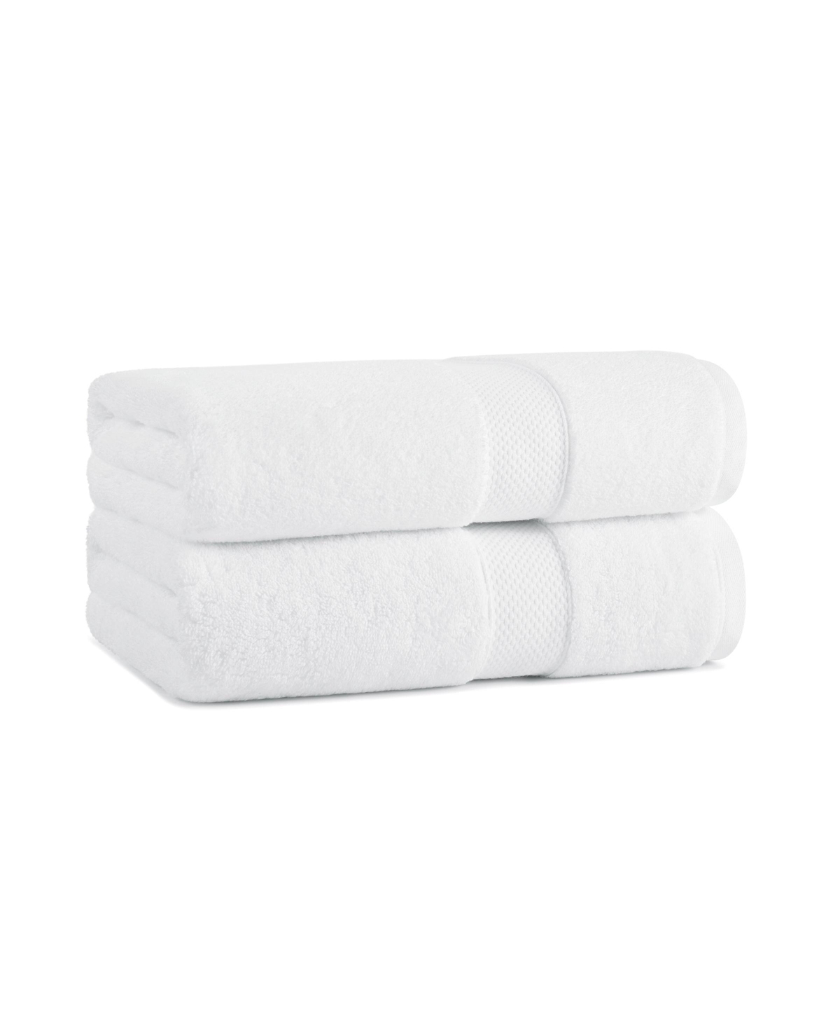 Aston and Arden Aston & Arden Egyptian Cotton Luxury Towels (Pack of 2), 600GSM, Seven Color Options, Jacquard Dobby Border, 30x54 - Porcelain wh
