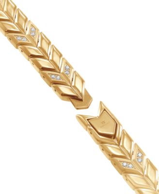 Men's Cubic Zirconia Chevron Link Bracelet in Stainless Steel