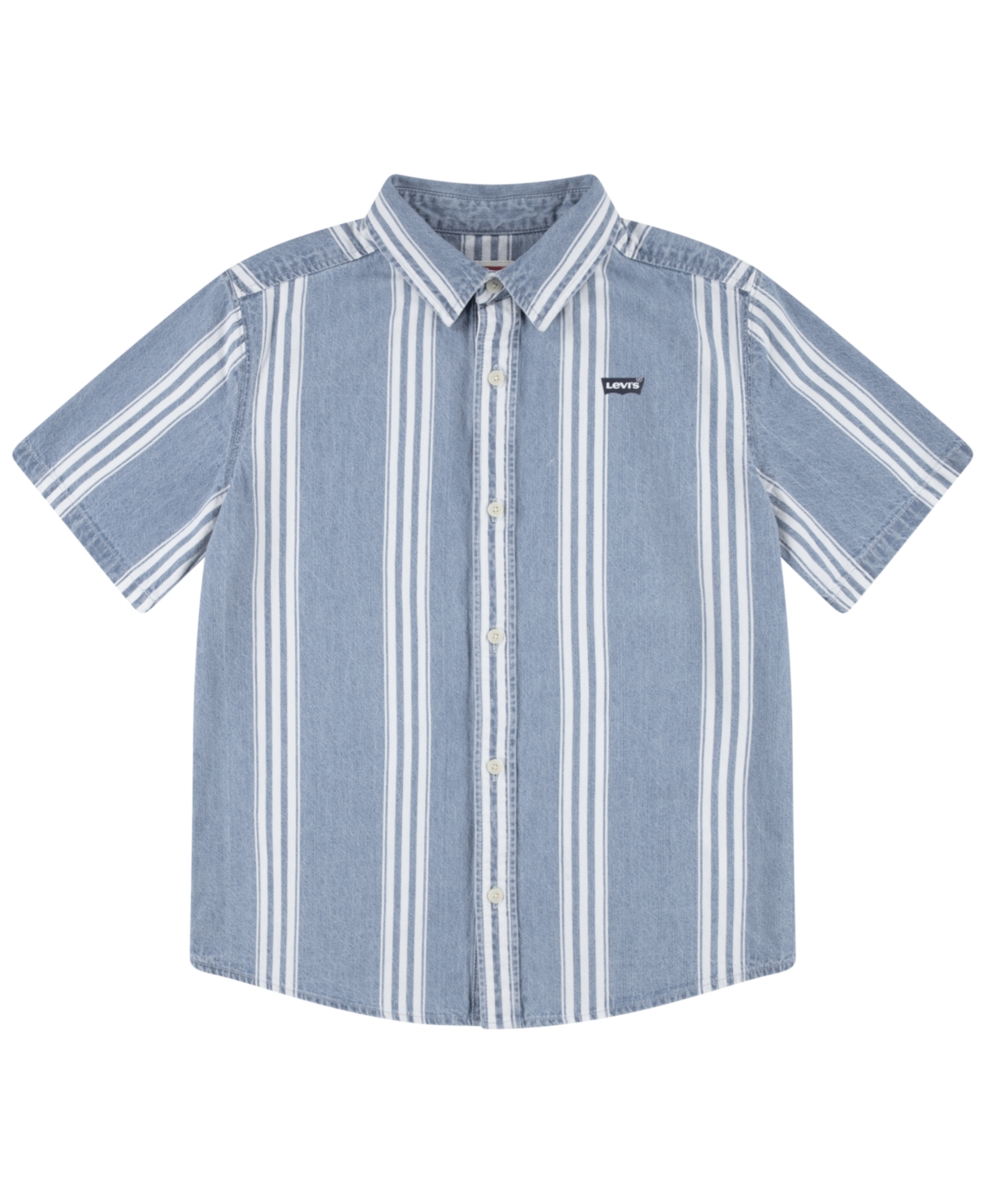 Shop Levi's Big Boys Regular Fit Woven Short Sleeve Shirt In Blue Sail