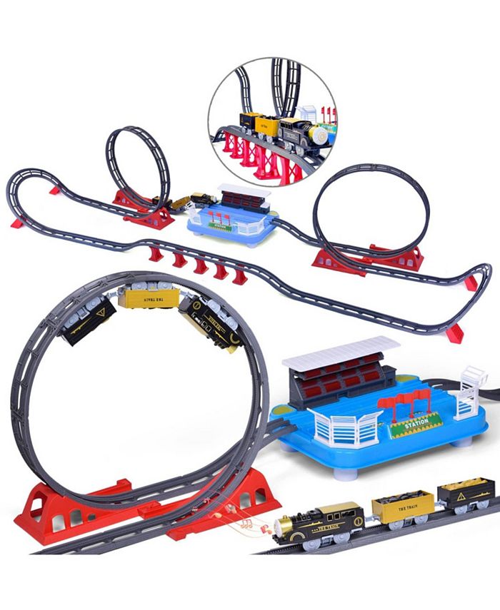 Fun Little Toys Toy Train Station with Track Set of 82 Pieces Macy s