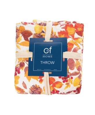 Cordelia Watercolor Leaves Cotton Quilted Accent Throw Blanket, 48" x 60"