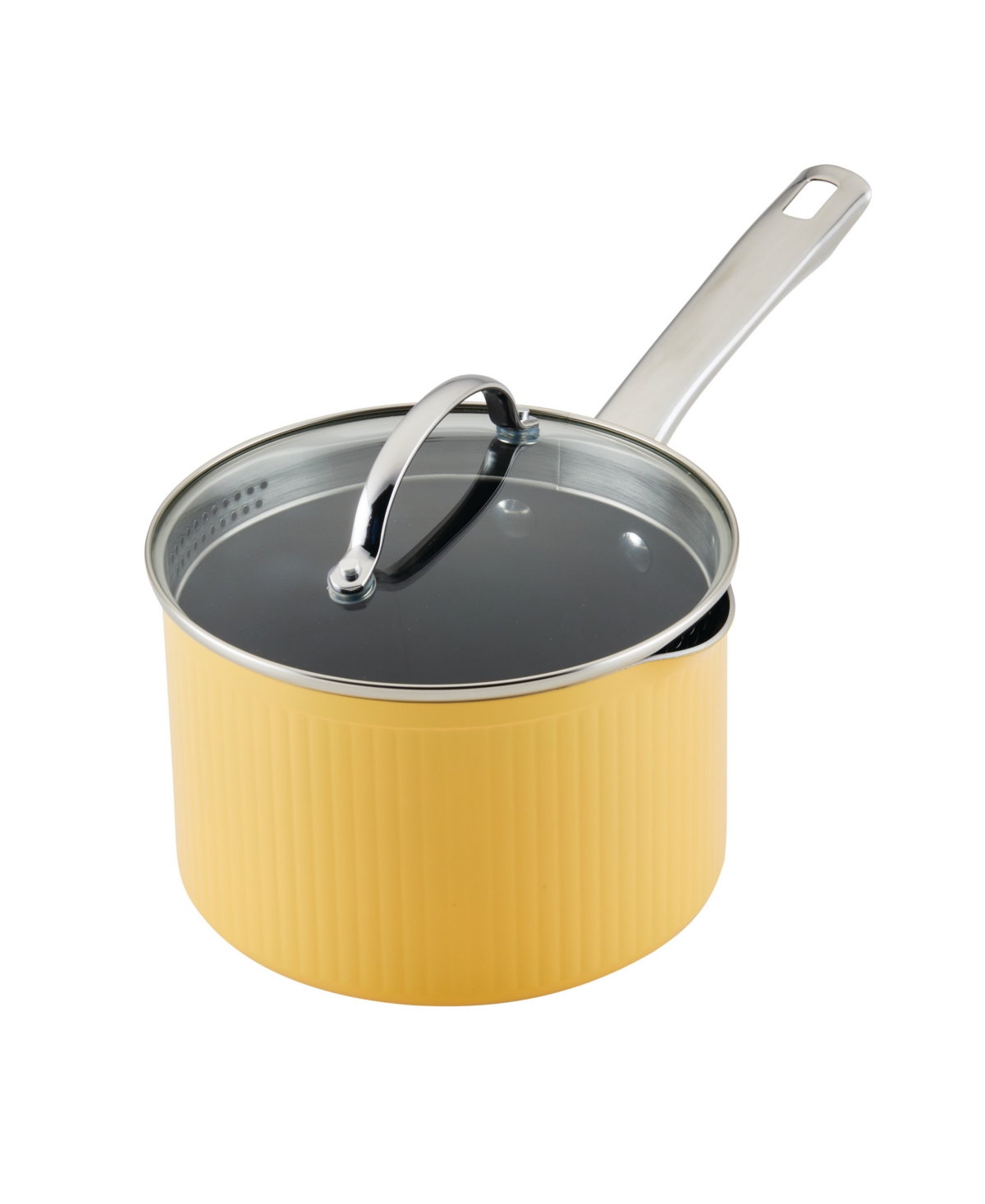Farberware Style Aluminum Nonstick 3 Quart Cookware Straining Saucepan With Lid In Yellow