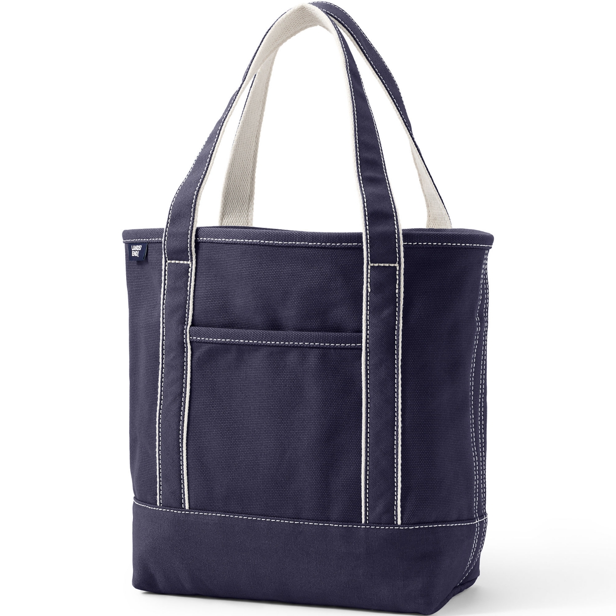 Medium Solid Color 5 Pocket Open Top Canvas Tote Bag - Black/black