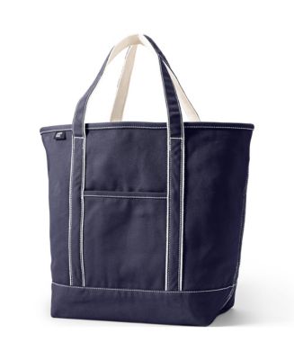 Lands' End Large Solid Color 5 Pocket Open Top Canvas Tote Bag - Macy's