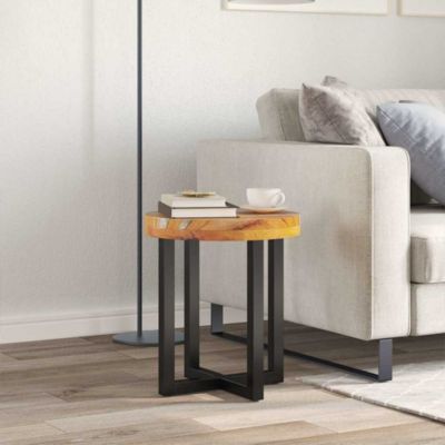 Coffee Table 15.7"x17.7" Solid Teak Wood and Polyresin