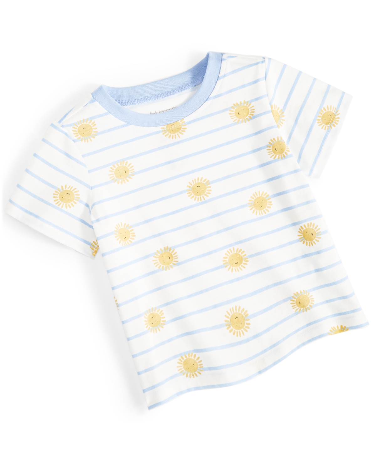 First Impressions Baby Boys Sun-print Striped T-shirt, Created For Macy's In Angel White