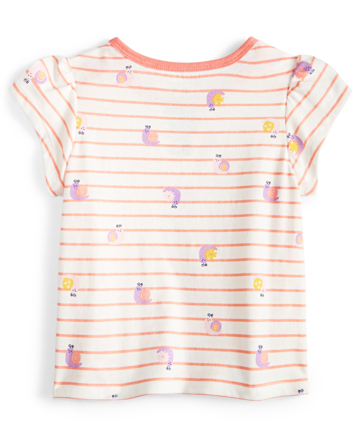 Shop First Impressions Baby Girls Snail-print Striped T-shirt, Created For Macy's In Angel White