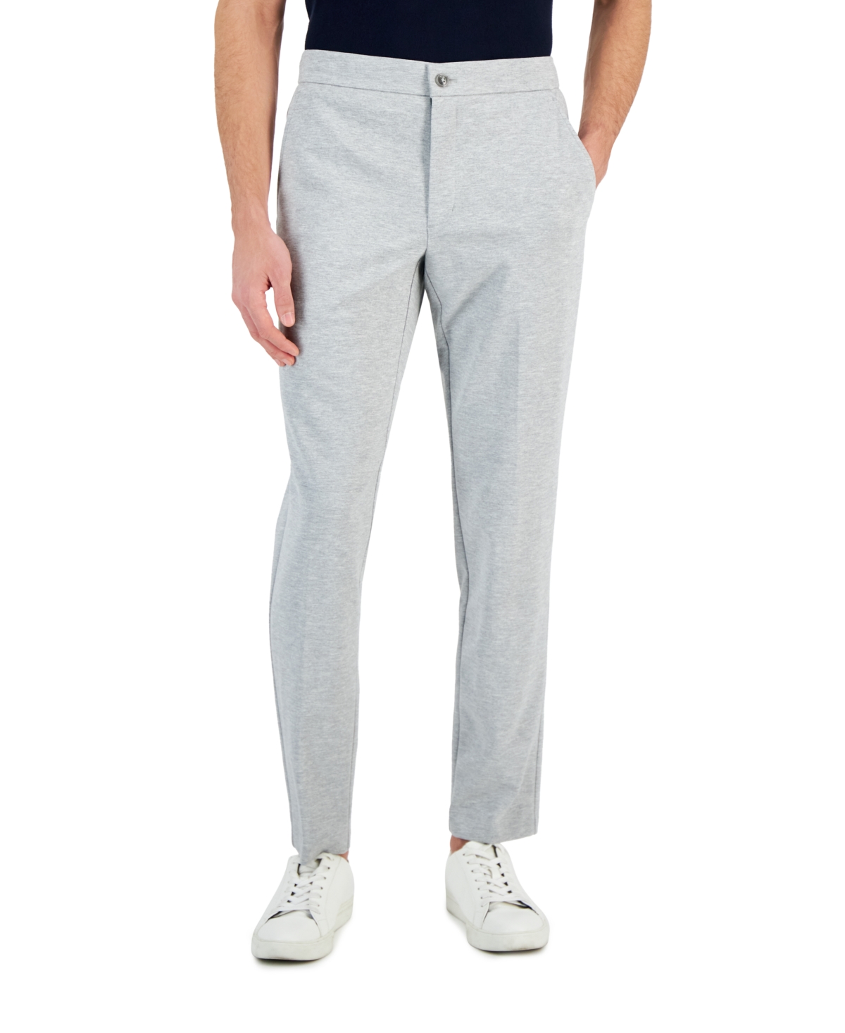 Shop Alfani Men's Modern-fit Stretch Heathered Knit Suit Pants, Created For Macy's In Casual Grey Heather