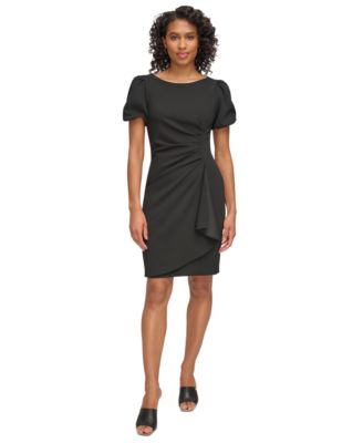 DKNY - Women's Puff-Sleeve Side-Ruched Sheath Dress