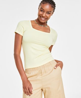 On 34th - Women's Knit Square-Neck Top