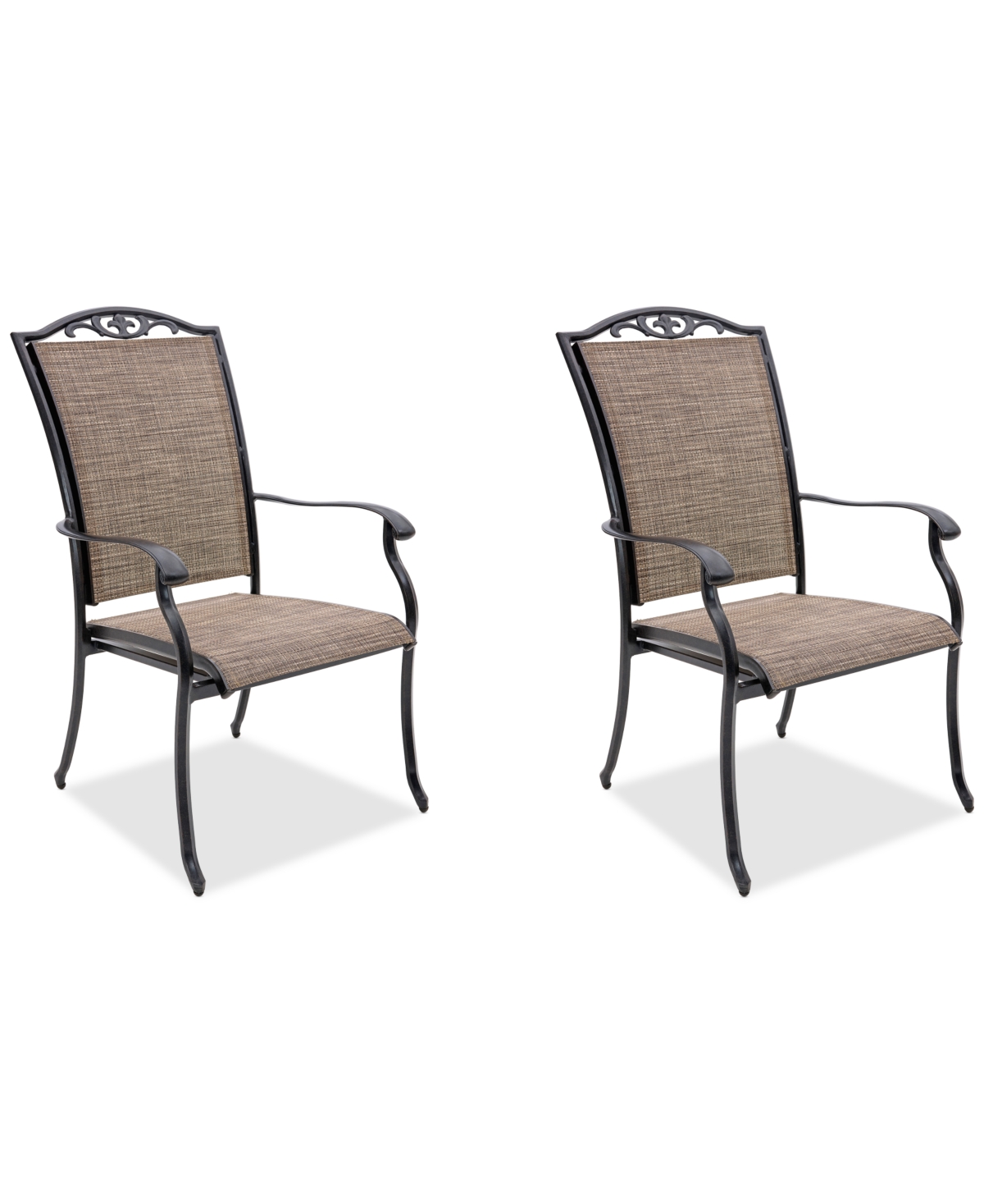 Wythburn Mix and Match Filigree Sling Outdoor Dining Chairs, Set of 2 -Bronze Finish