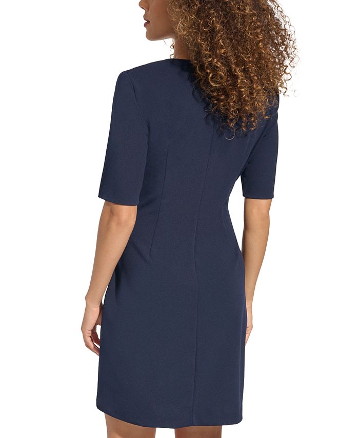 Calvin Klein Women's Plus Cut Out Twist-Front Round Neck Sheath Mini Dress