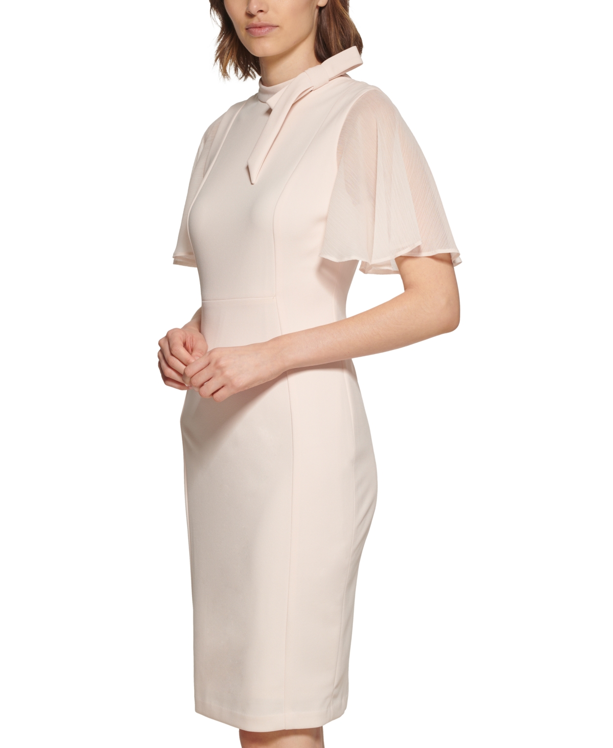 Calvin Klein Petite Chiffon Flutter Sleeve Sheath Dress Blossom Smart Closet