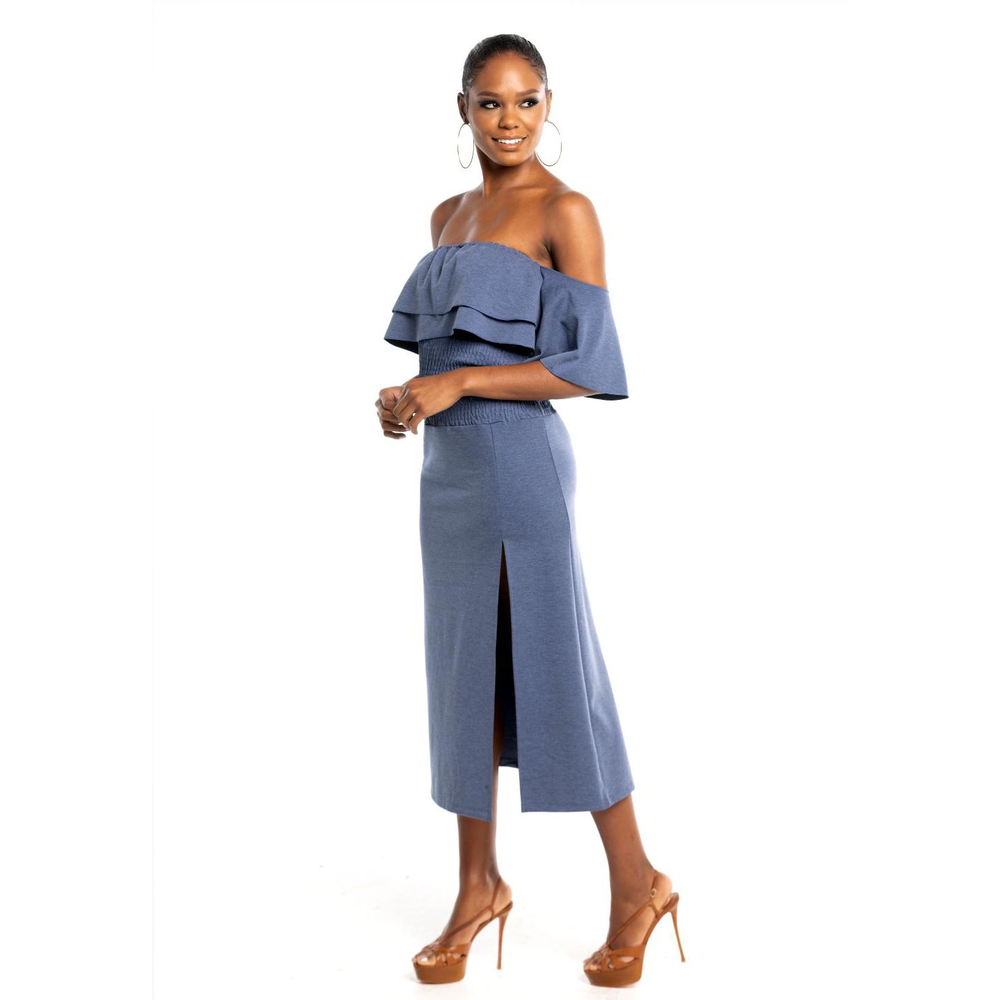 Женская юбка Dai Moda High Waist Midi, цвет: Чёрный — фото 6
