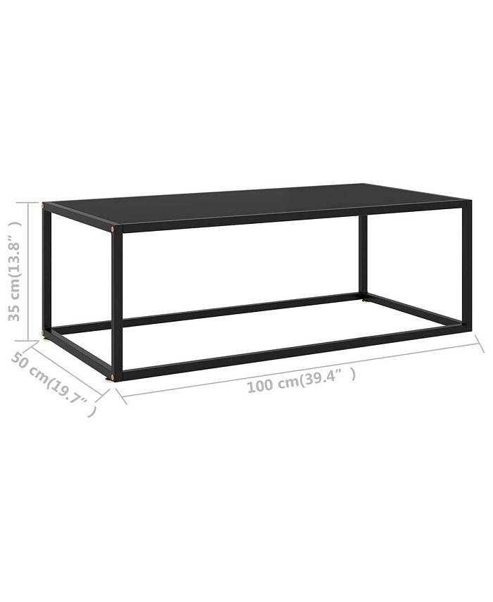 vidaXL Coffee Table Black with Black Glass 39.4"x19.7"x13.8" Macy's