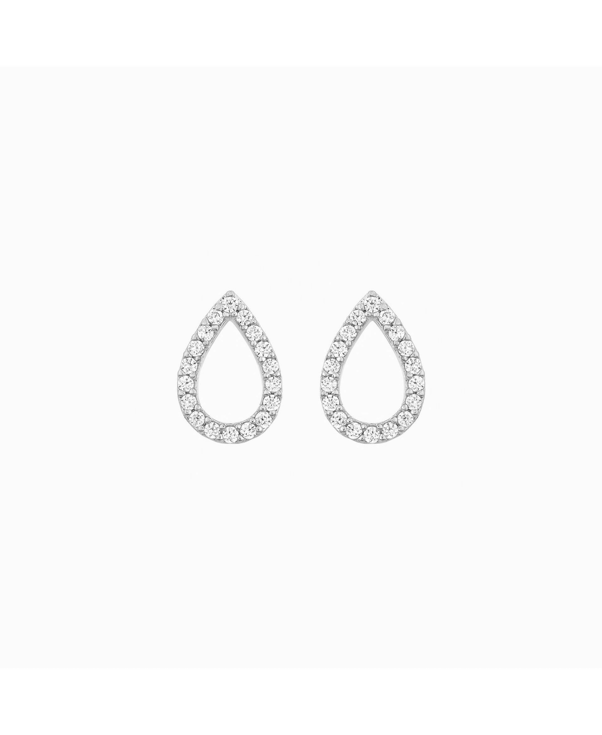 Livia Teardrop Stud Earrings - White gold
