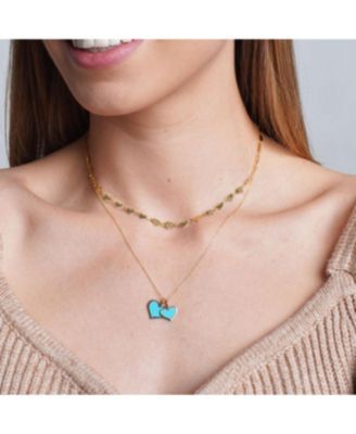 Turquoise Heart Charm 14K Gold 10 millimeters
