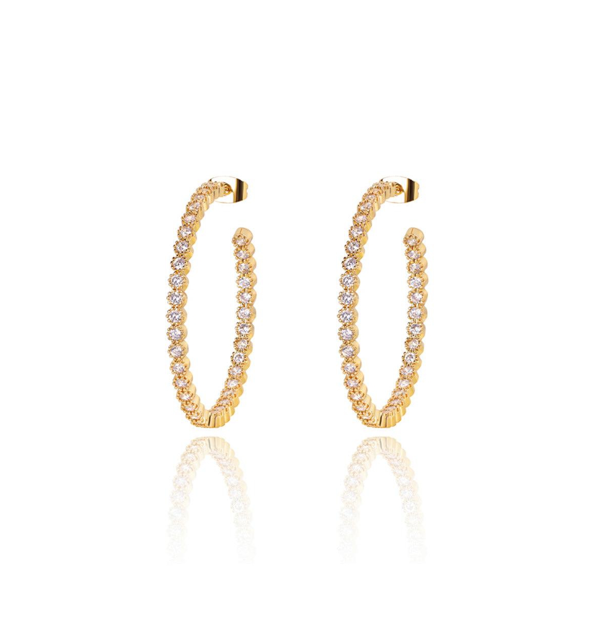 Crystal Hoop Earrings - Gold