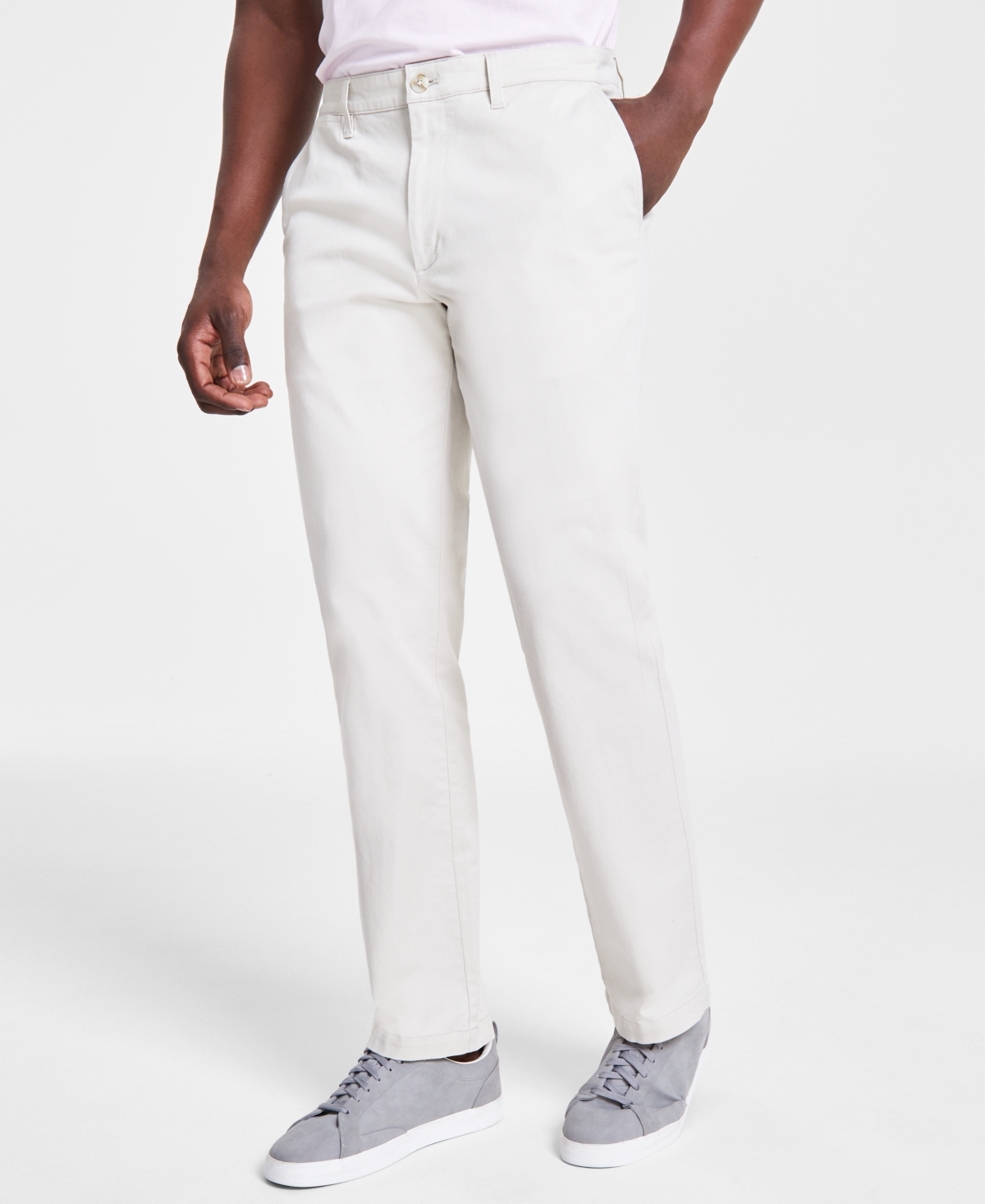 Nautica Men's Classic-Fit Stretch Solid Flat-Front Chino Deck Pants ...