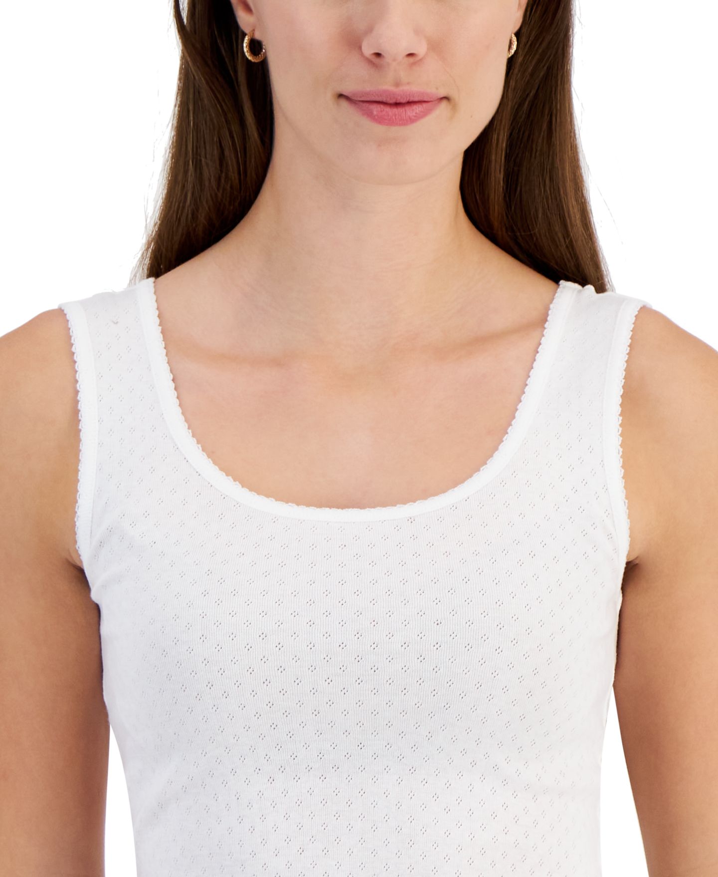 Женский топ Charter Club Cotton Pointelle Tank Top, цвет: Яркий белый — фото 2