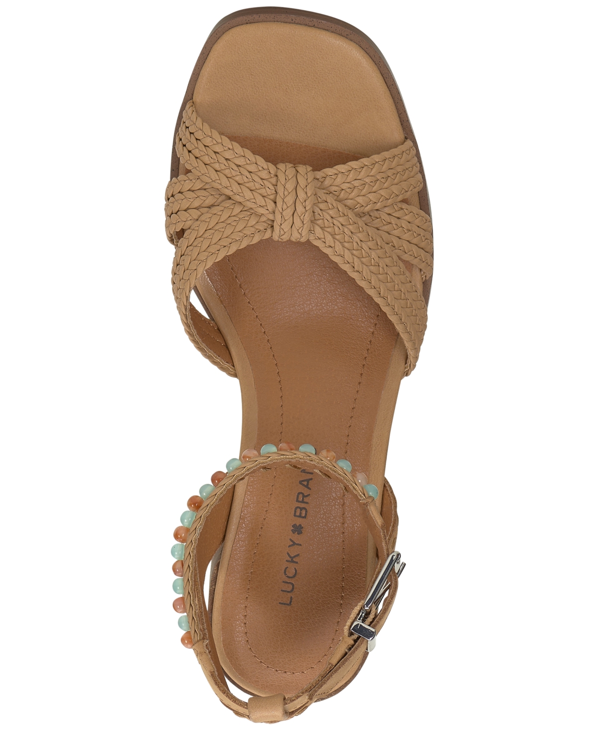 Lucky Brand Women's Jathan Beaded Ankle-Strap Block-Heel Sandals