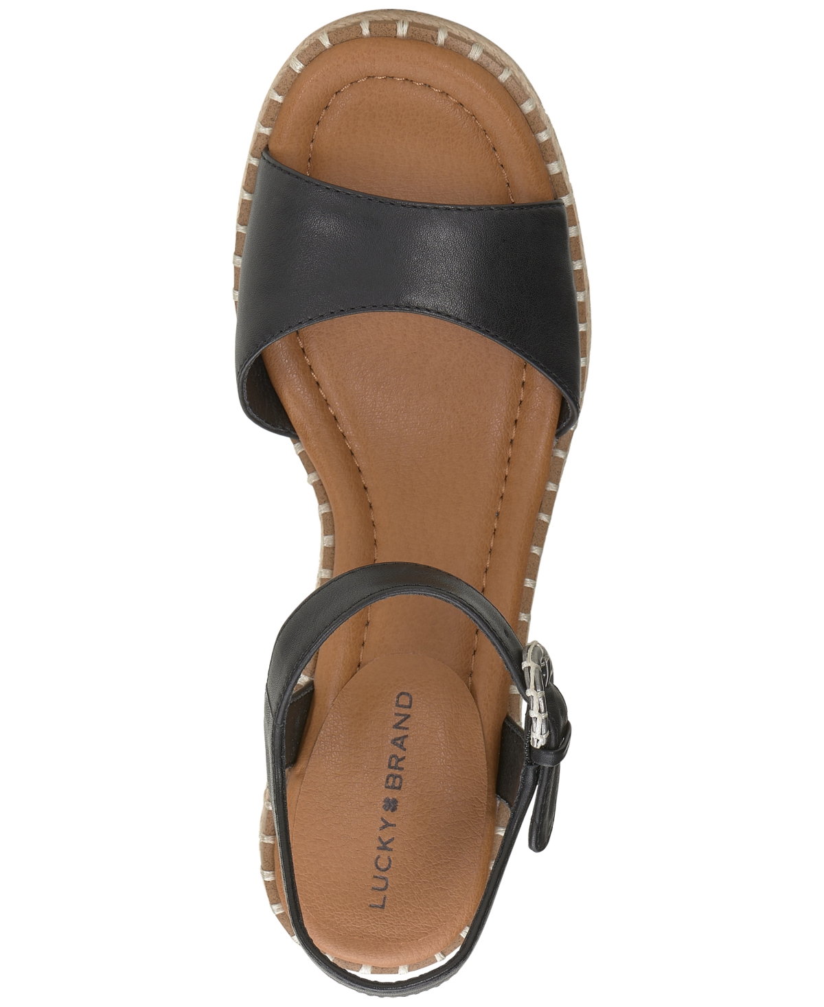 Shop Lucky Brand Women's Jennyl Block-heel Espadrille Sandals In Black Leather