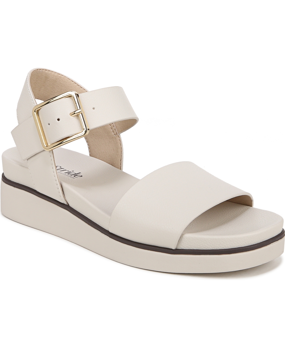 Women's Gillian Platform Flat Sandals - Bone White Faux Leather