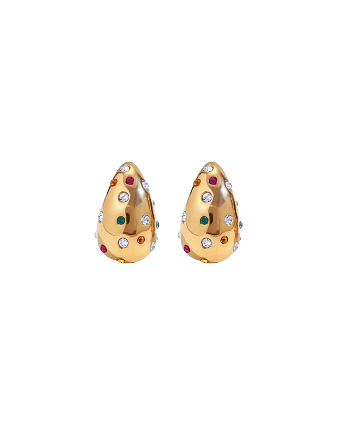 Gemstone Teardrop Earrings - Multicolor