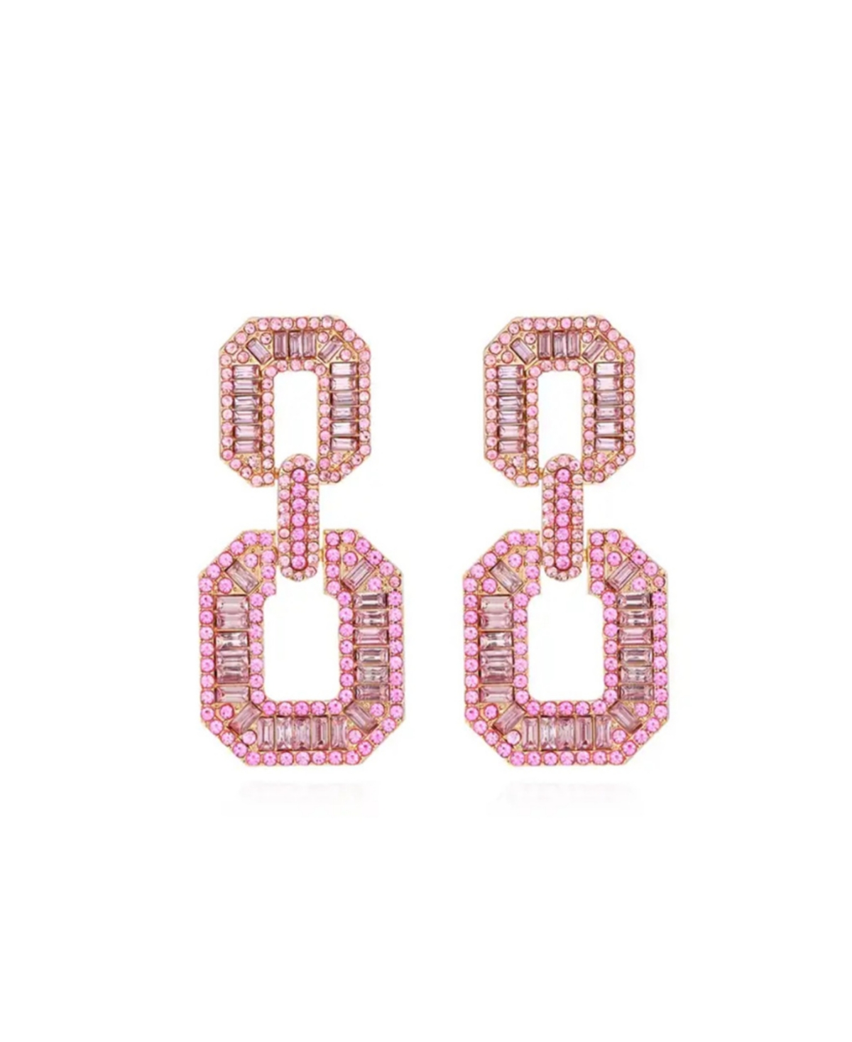 Crystal Window Drop Earrings - Pink