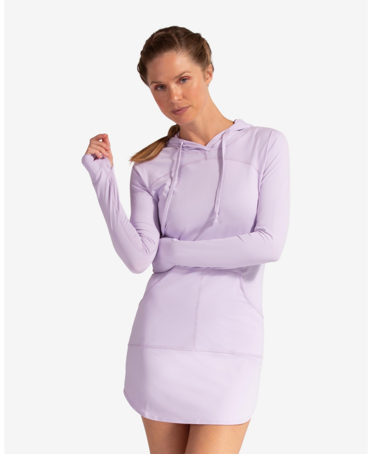 Women's Upf 50+ Sun Protection Hoodie Dress - Soft grey