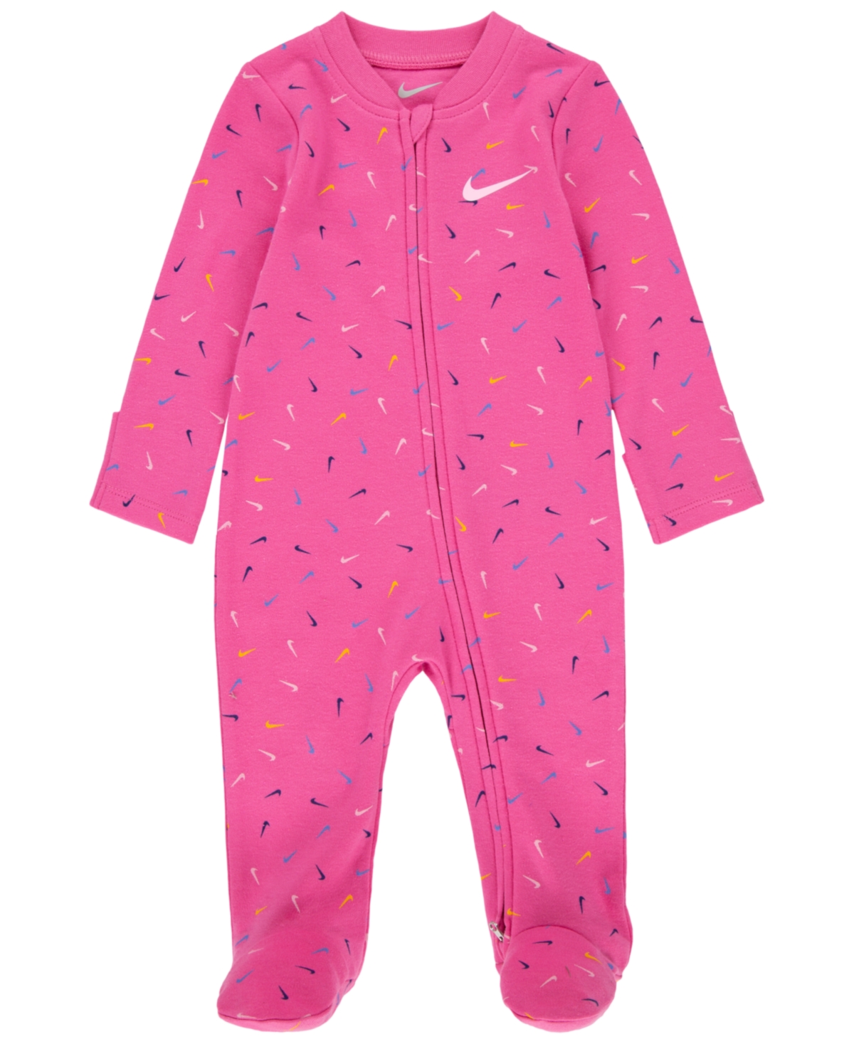 Nike Baby Girls Swoosh Logo Footed Coverall In Playful Pink
