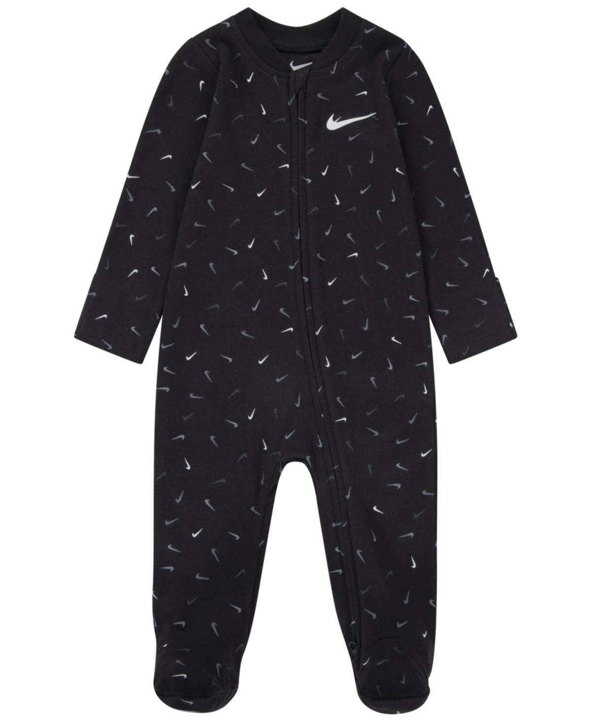 Nike Baby Girls Swoosh Logo Footed Coverall In Black
