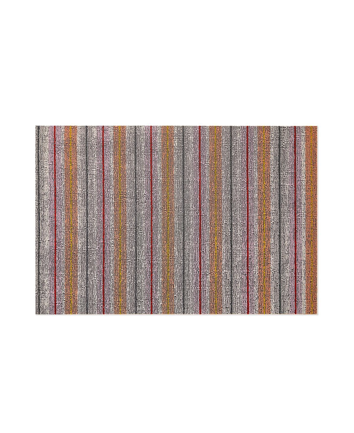 Chilewich Ribbon Stripe Shag Doormat 18" X 28" In Bon Bon