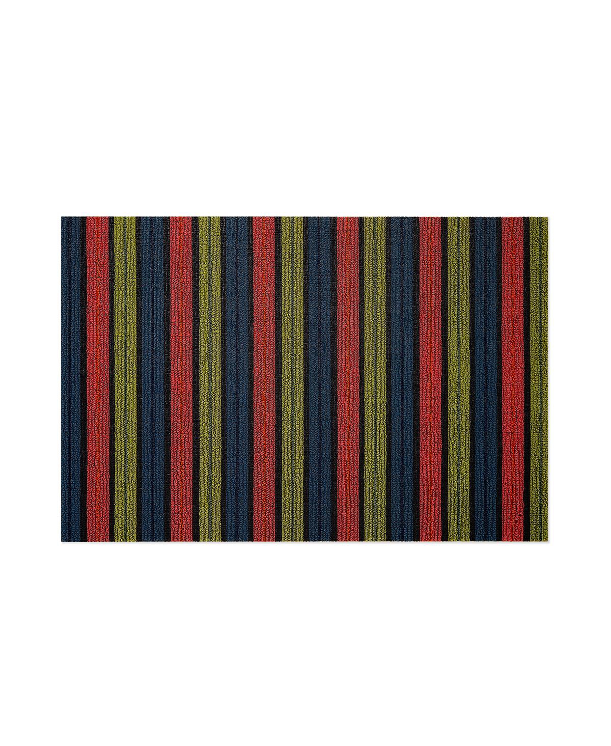 Chilewich Ribbon Stripe Shag Doormat 18" X 28" In Limelight