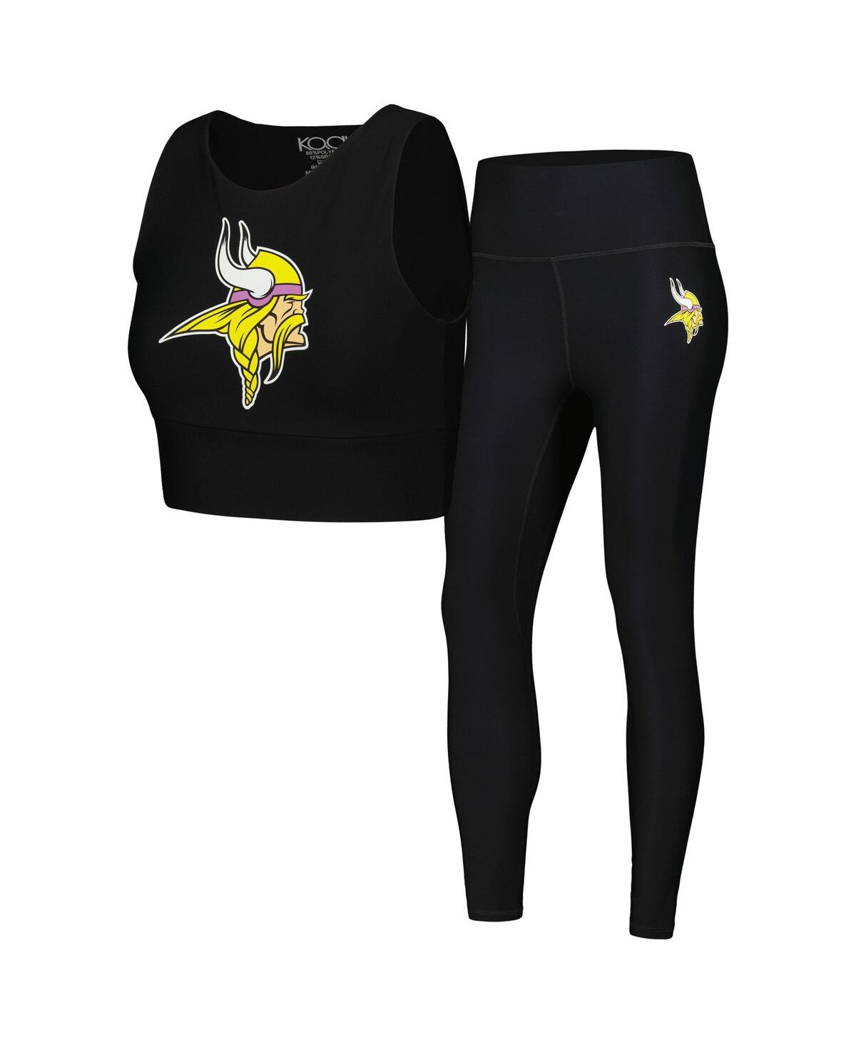 Women's Black Minnesota Vikings Leggings and Midi Bra Set - Black