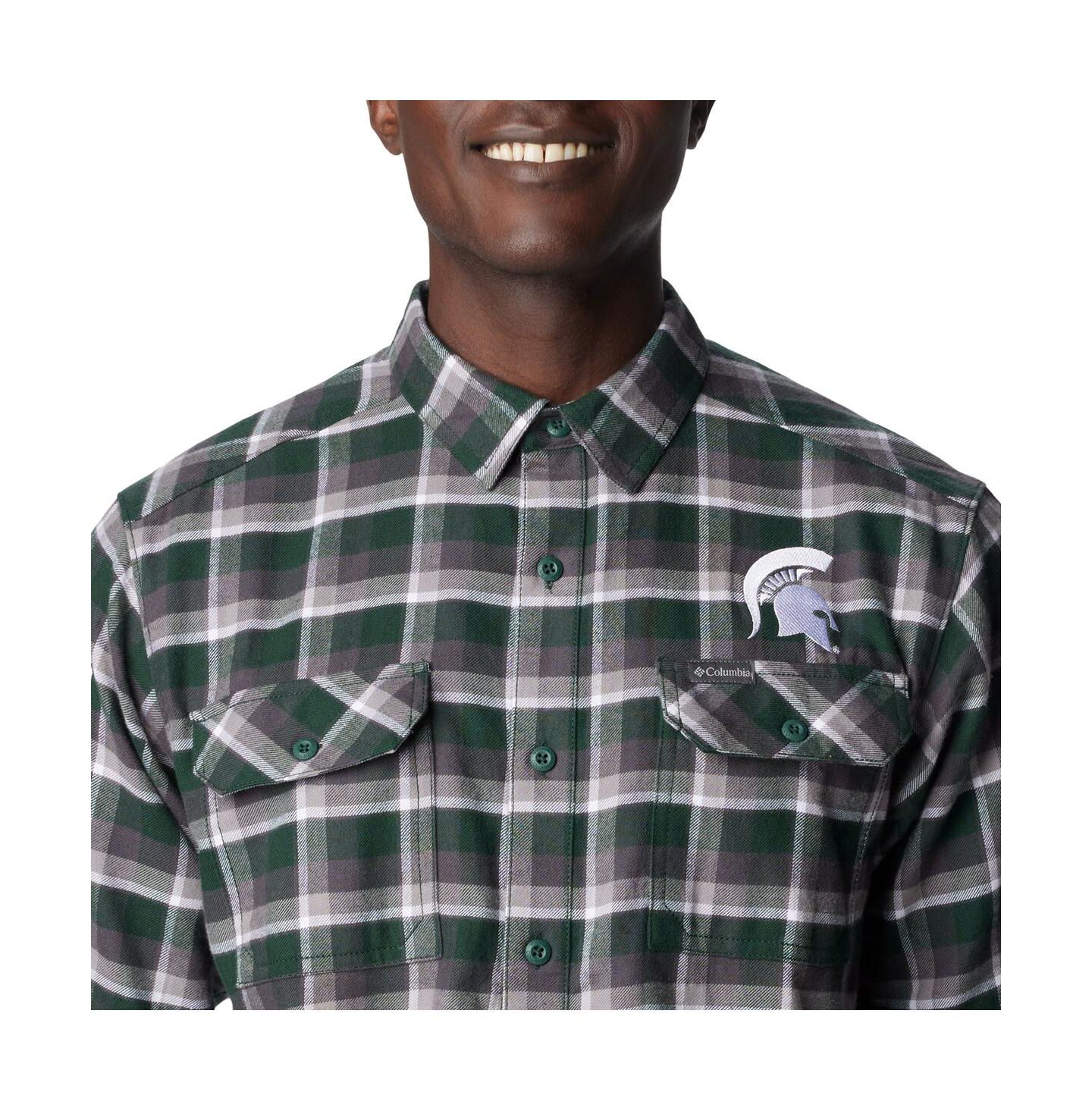 Мужская рубашка Columbia Green Michigan State Spartans Flare Gun Flannel Long Sleeve — фото 3