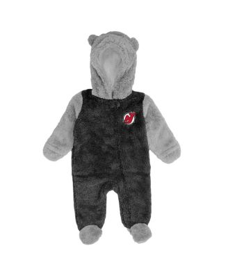 Newborn and Infant Boys and Girls Black New Jersey Devils Game Nap Teddy Fleece Bunting Full-Zip Sleeper