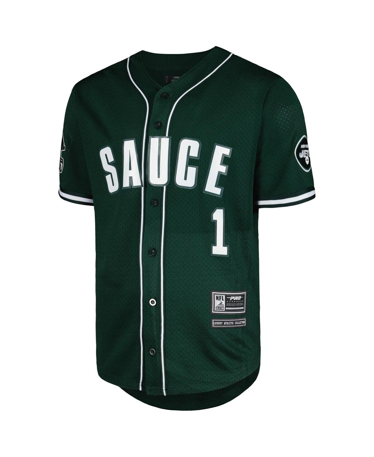 Men's Pro Standard Ahmad Sauce GardnerNew York Jets Mesh Baseball Button-Up T-shirt - Green