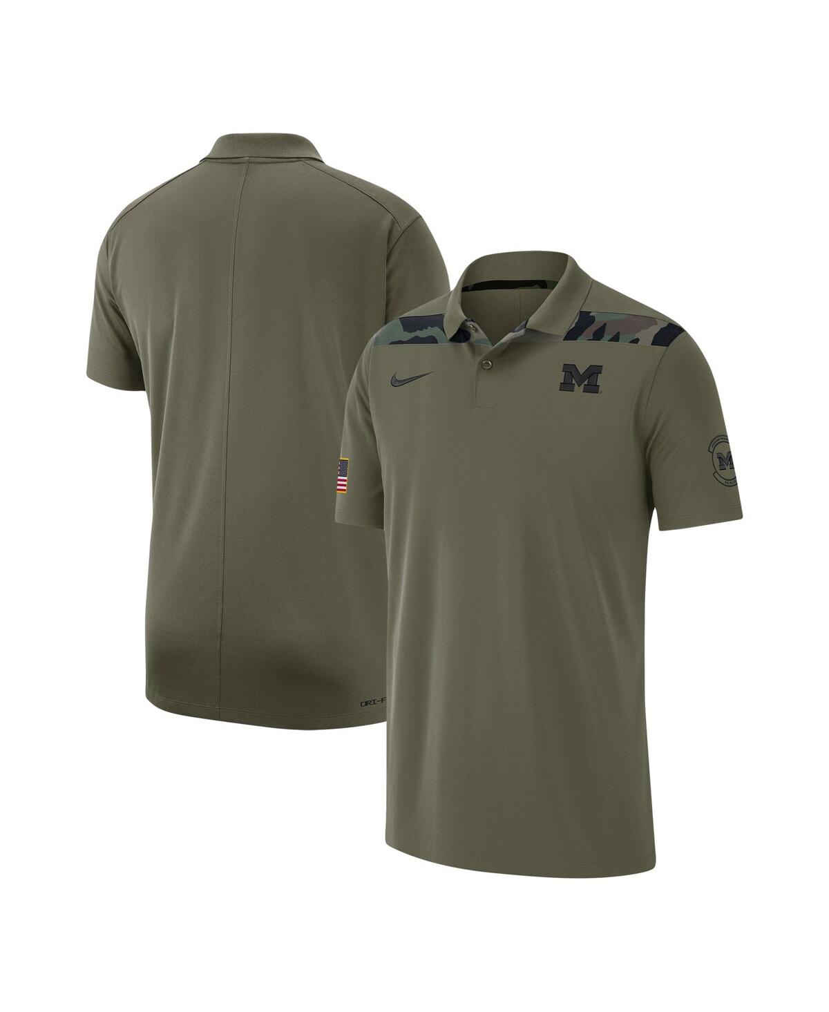 Men's Jordan Olive Michigan Wolverines 2023 Sideline Coaches Military-Inspired Pack Performance Polo Shirt - Olive