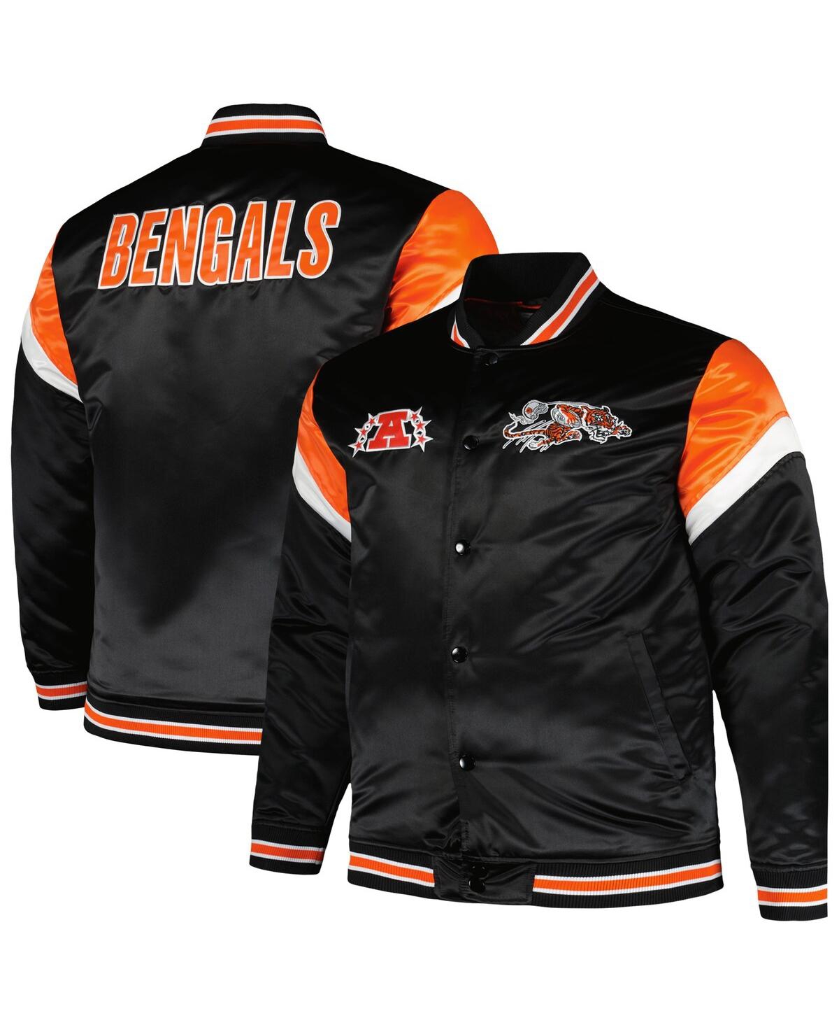 Shop Mitchell & Ness Men's  Black Distressed Cincinnati Bengals Big And Tall Satin Full-snap Jacket