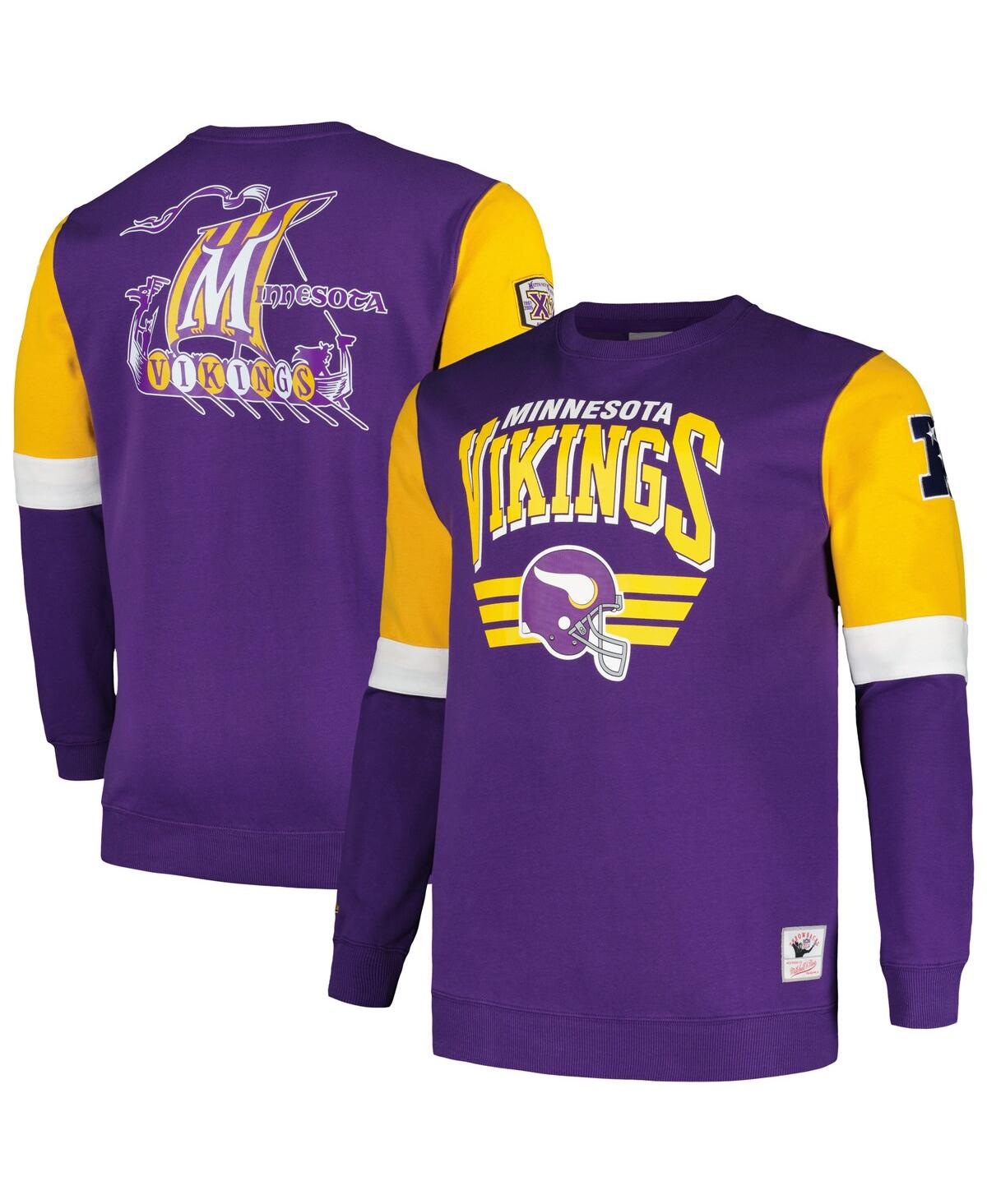 Shop Mitchell & Ness Men's  Purple Minnesota Vikings Big And Tall Fleece Pullover Sweatshirt