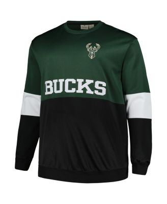 Men's Hunter Green, Black Milwaukee Bucks Big and Tall Split Pullover Sweatshirt