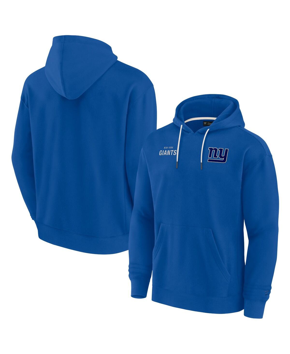 Fanatics Signature Men's And Women's  Royal New York Giants Super Soft Fleece Pullover Hoodie