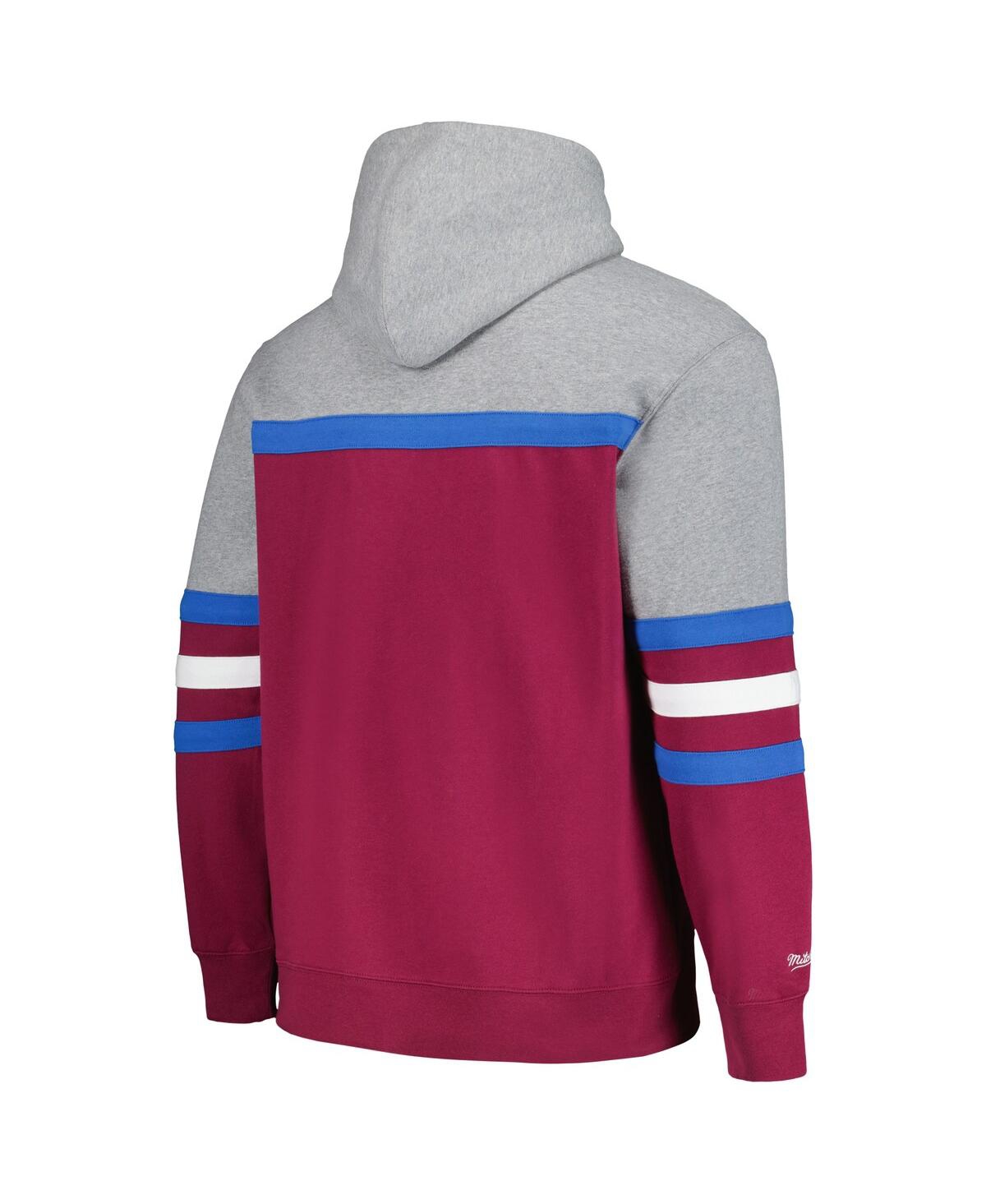 Shop Mitchell & Ness Men's  Burgundy, Gray Colorado Avalanche Head Coach Pullover Hoodie In Burgundy,gray