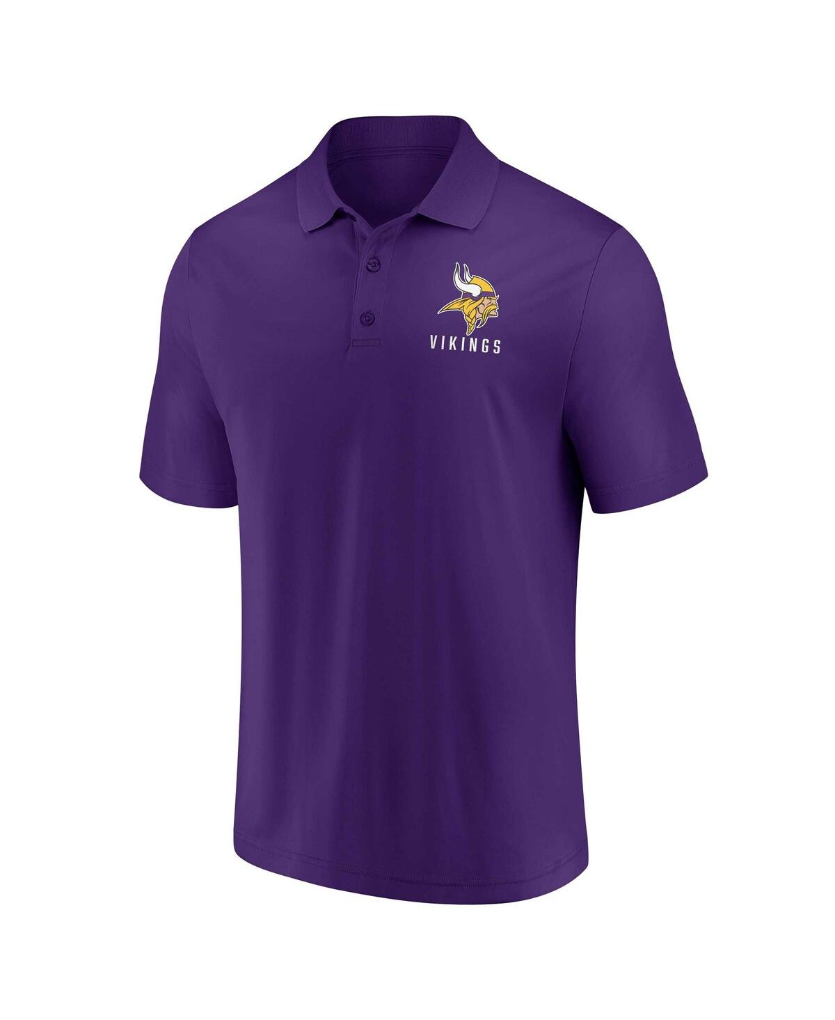 Shop Fanatics Men's  White, Purple Minnesota Vikings Lockup Two-pack Polo Shirt Set In White,purple