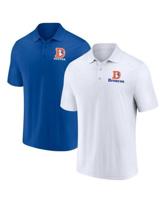 Men s Fanatics White Royal Distressed Denver Broncos Throwback Two Pack Polo Shirt Set Macy s