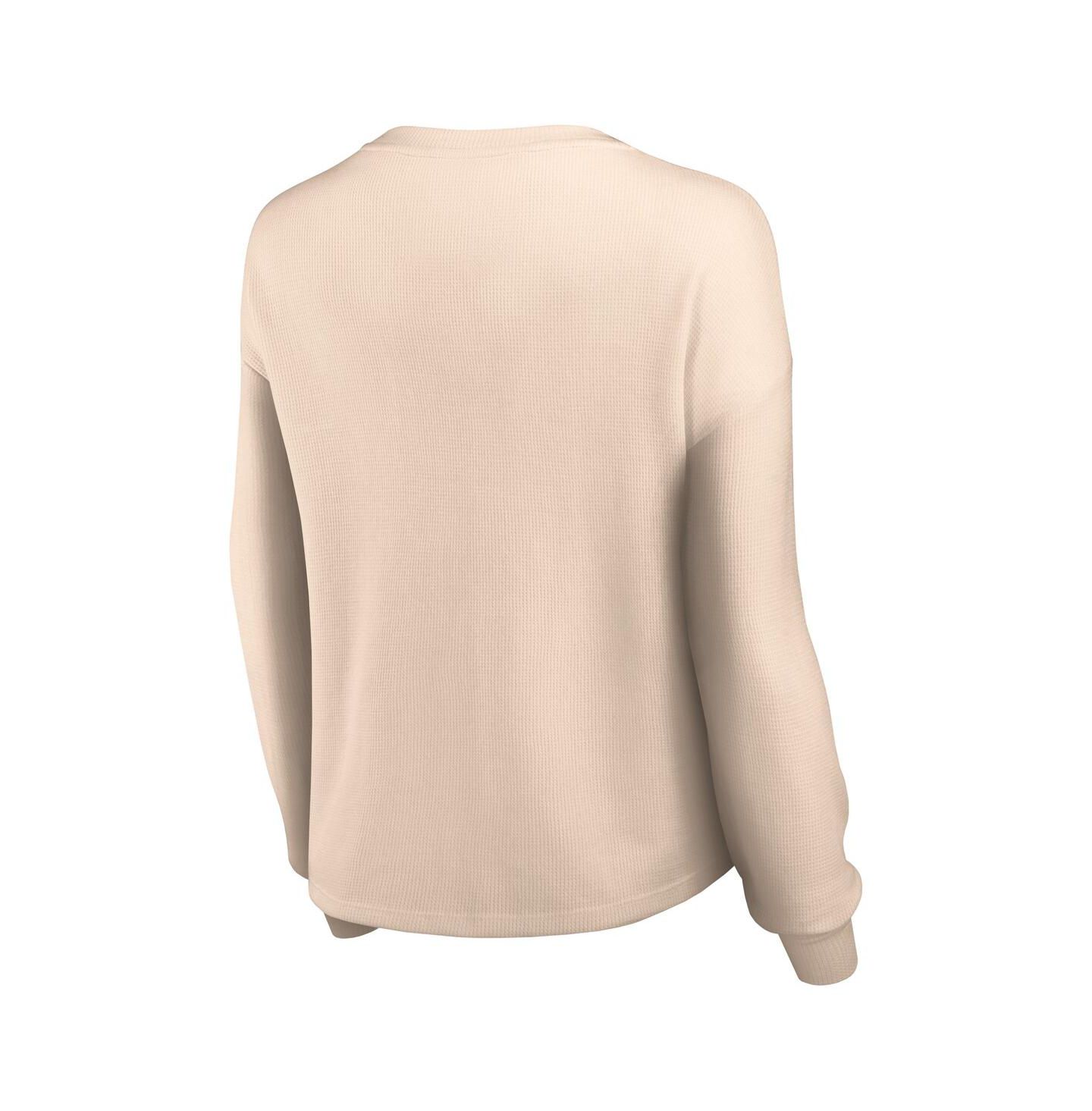 Женская футболка Fanatics Tan Distressed Los Angeles Rams Go For It Notch Neck Waffle Knit Long Sleeve — фото 2