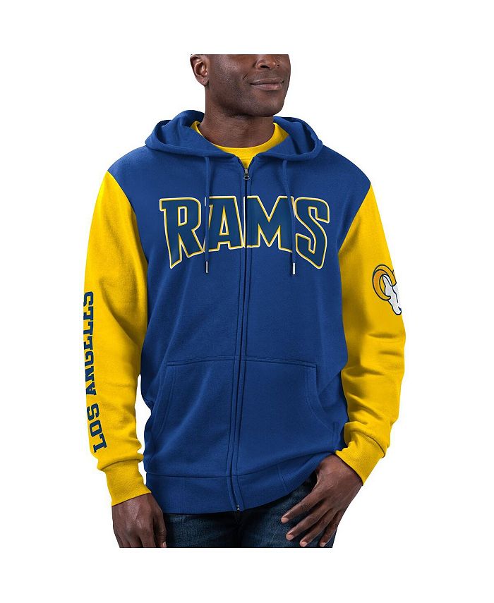 G Iii Sports By Carl Banks Mens Royal Gold Los Angeles Rams T Shirt And Full Zip Hoodie Combo 